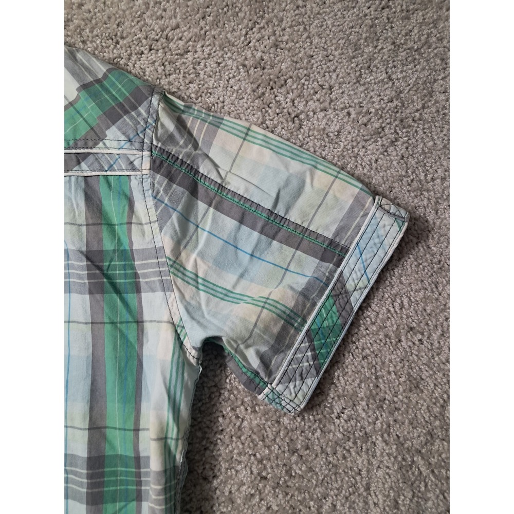 BKE Shirt Mens L Green Plaid Slim Fit Short Sleeve Western Snap 11257NM - Picture 12 of 13